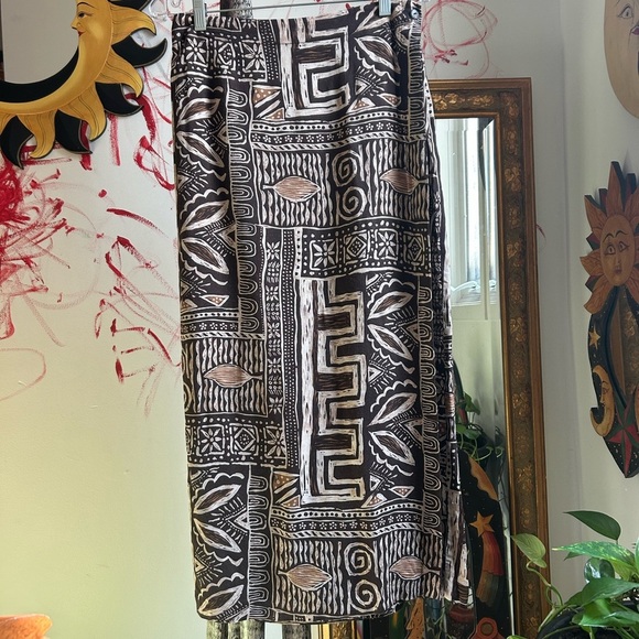 Vintage Tribal Print Skirt Set - Tan and Brown - 3 Piece - 14 - Picture 11 of 16